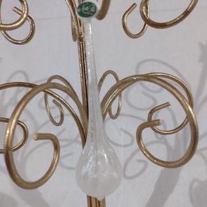New Vintage North Pole Blown Frosted Glass, Teardrop Ornament, 6" H